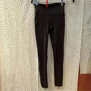 SPANX Burgundy Faux Leather Leggings